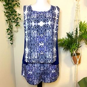 1. State two piece damask matching shorts top set